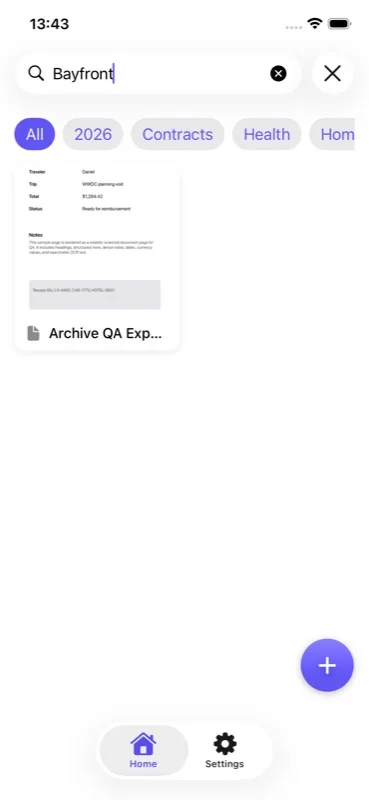 Archive OCR search results finding text inside a scanned document