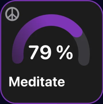 Done widget showing Meditate at 79 percent