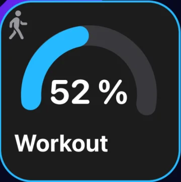 Workout widget at 52 percent