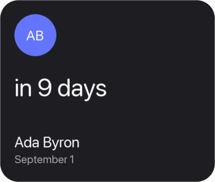 Giftahead widget: Ada Byron, in 9 days, September 1